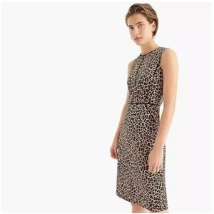 J Crew Sheath Dress in Leopard Bi-Stretch Cotton Size 6